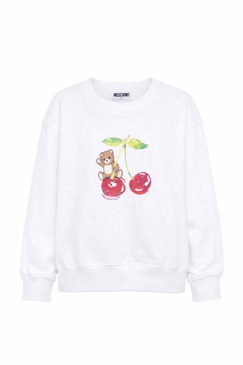 Felpa per bambina Moschino Kids bianca con grafica ciliegia HDF06OLDA25 10101 MOSCHINO KIDS