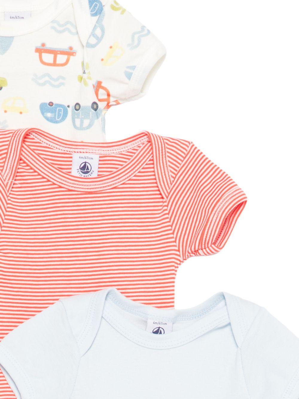 Set tre body Petit Bateau multicolore con scollo rotondo A0FQD 00 PETIT BATEAU