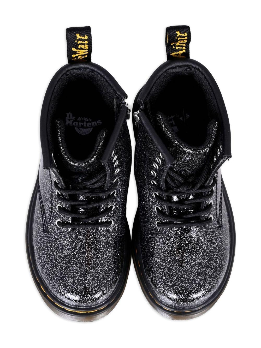 Stivali per bambina Dr. Martens Kids neri con effetto glitter 41435001 1460 Dr martens kids