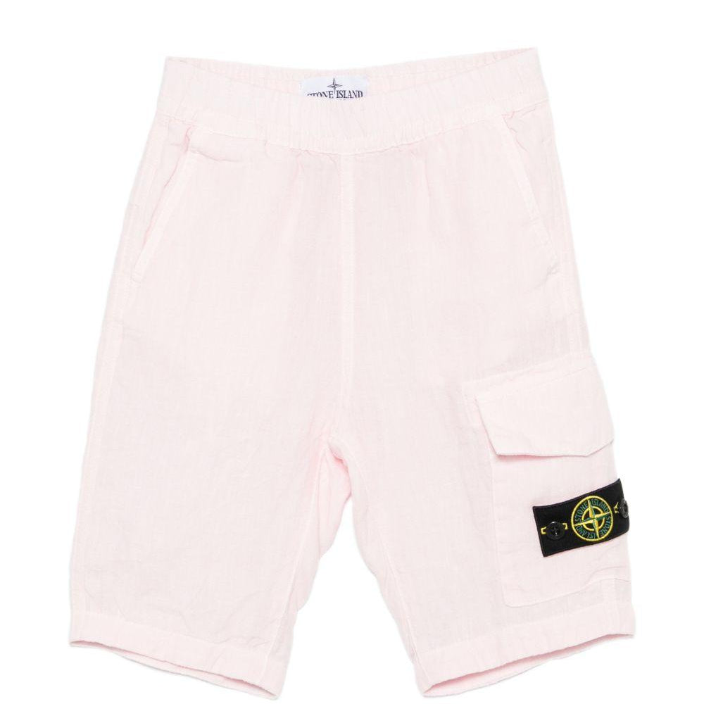 Shorts per bambino Stone Island Junior rosa con applicazione con logo L1S16L100001S0145 V0080 STONE ISLAND KIDS