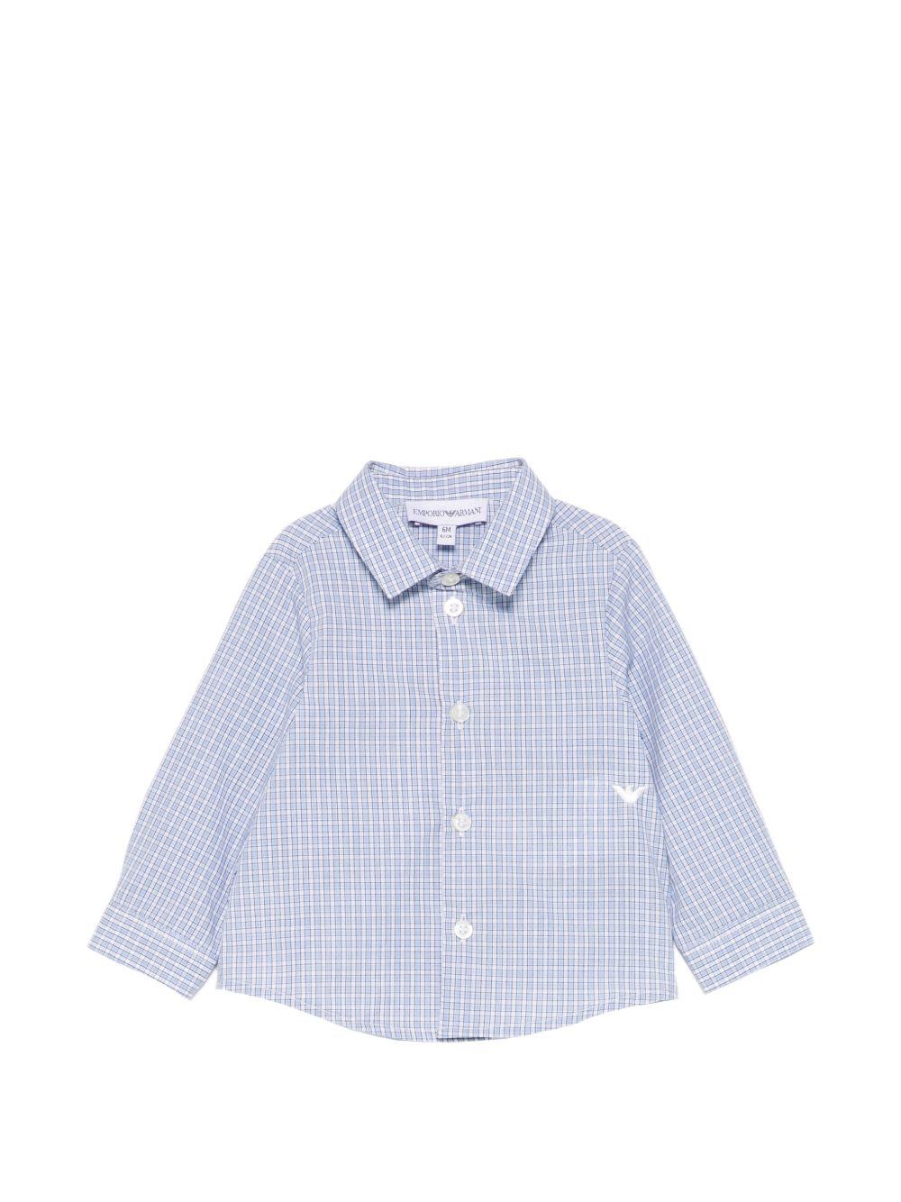 Camicia per neonato Emporio Armani Kids blu con logo aquila sul davanti EB001165 AF20973 F9013 EMPORIO ARMANI KIDS