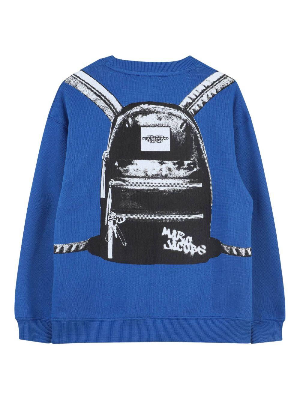 Felpa per bambino Marc Jacobs Kids blu con stampa grafica zaino W60698 872 THE MARC JACOBS KIDS