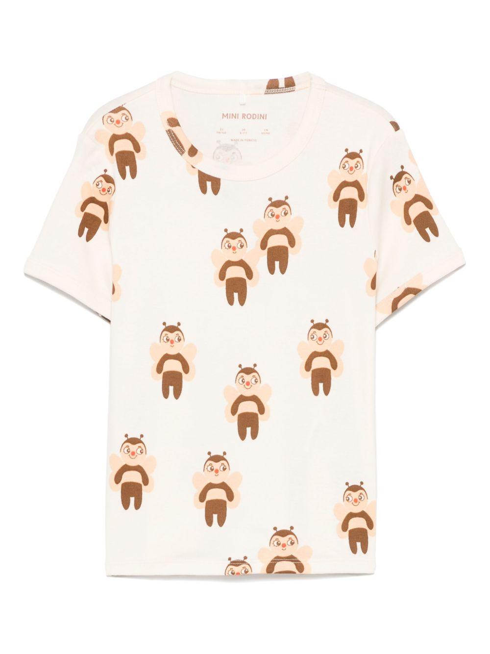 T-shirt per bambini Mini Rodini beige con stampa grafica 2562013911 OFF-WHITE MINI RODINI