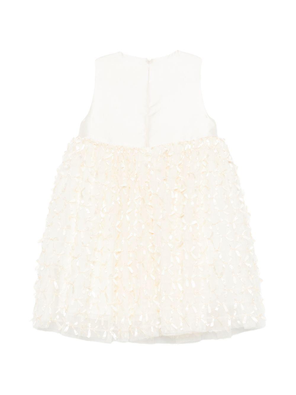 Abito per bambina Simonetta beige con applicazioni floreali SY1A32 T0102 137 SIMONETTA KIDS