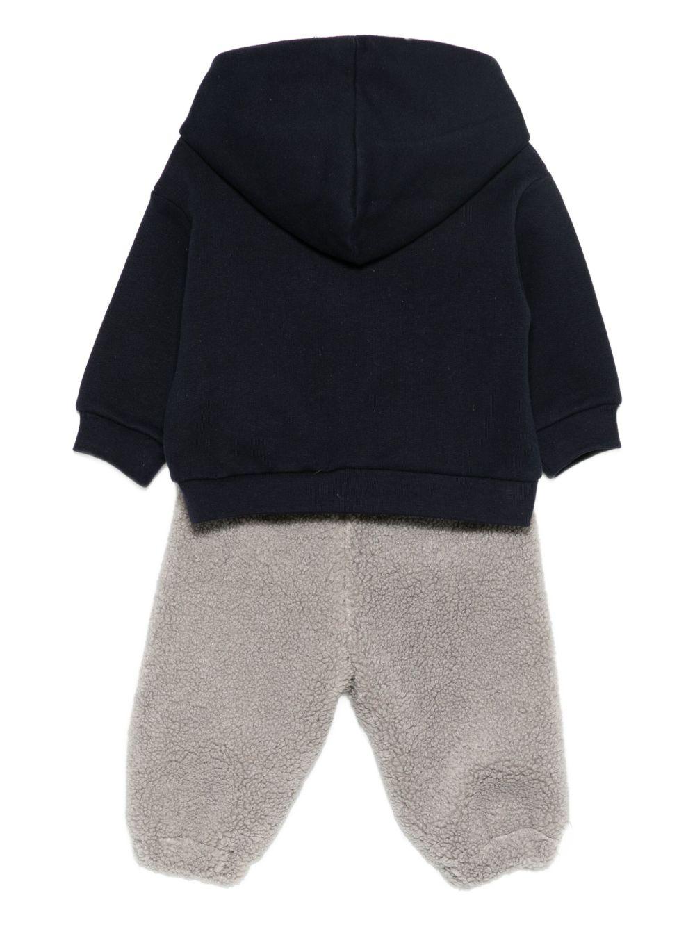 Set felpa e pantaloni per neonato Il Gufo multicolore con ricamo procione A25GDF0006M0107 4907 IL GUFO