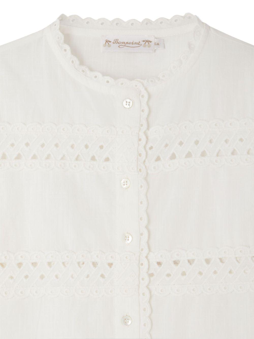 Blusa Elyah per bambina Bonpoint bianco con maniche lunghe S05GBLW00012 002 BONPOINT