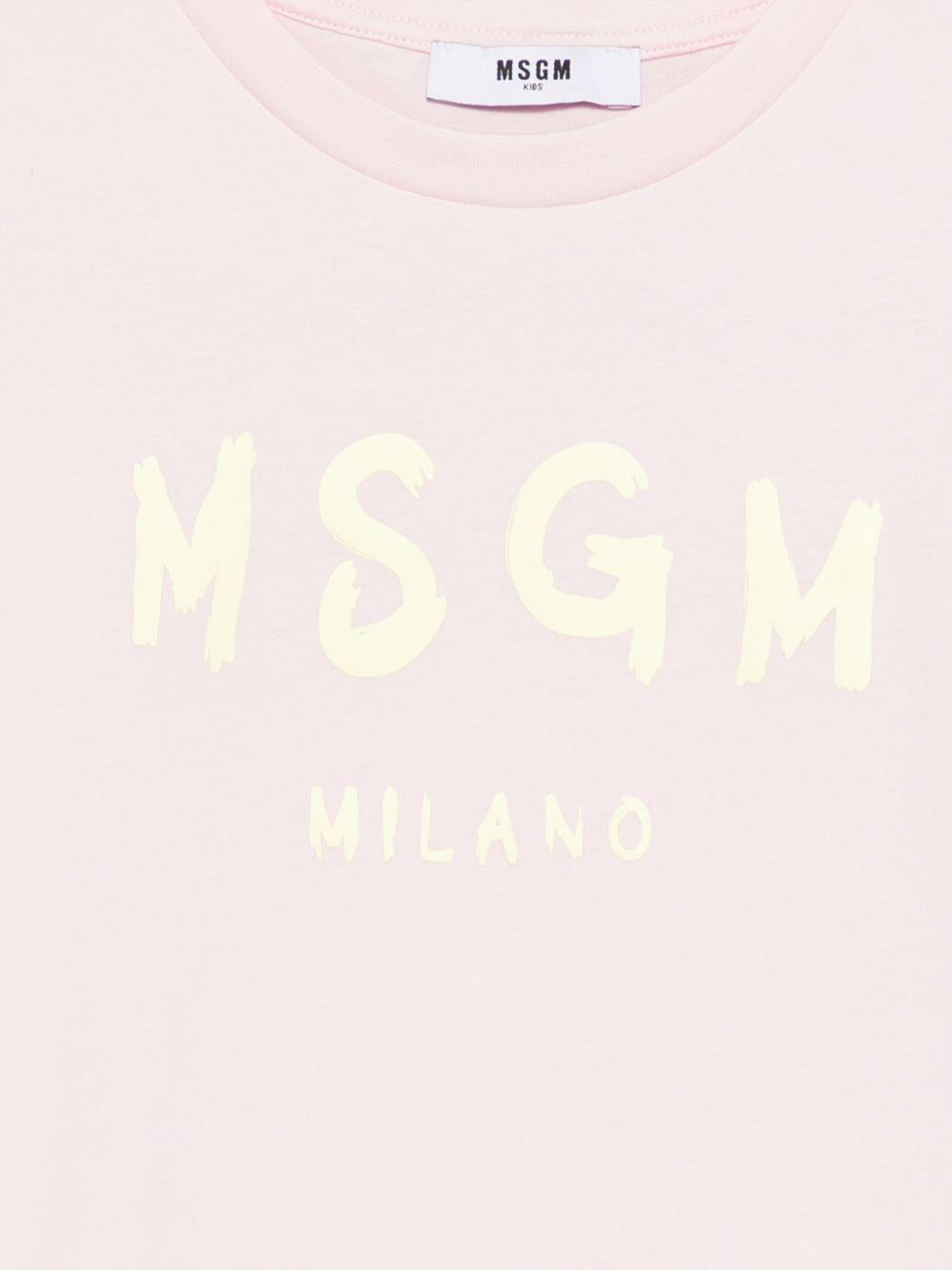 T-shirt per bambina MSGM Kids rosa con scollo rotondo S6MSJUTH001 MS076 MSGM KIDS
