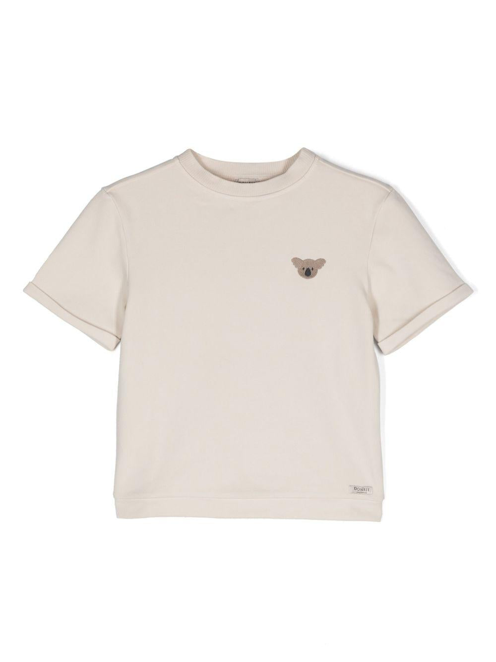 T-shirt per neonata Donsje Jarne beige con ricamo sul petto 4081802 00133 DONSJE