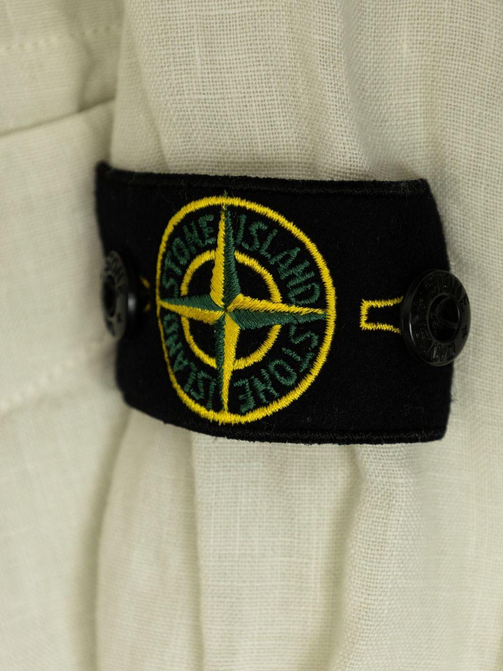 Camicia per bambino Stone Island Junior beige in lino con applicazione Compass K1S161100002S0145 V006A STONE ISLAND JUNIOR