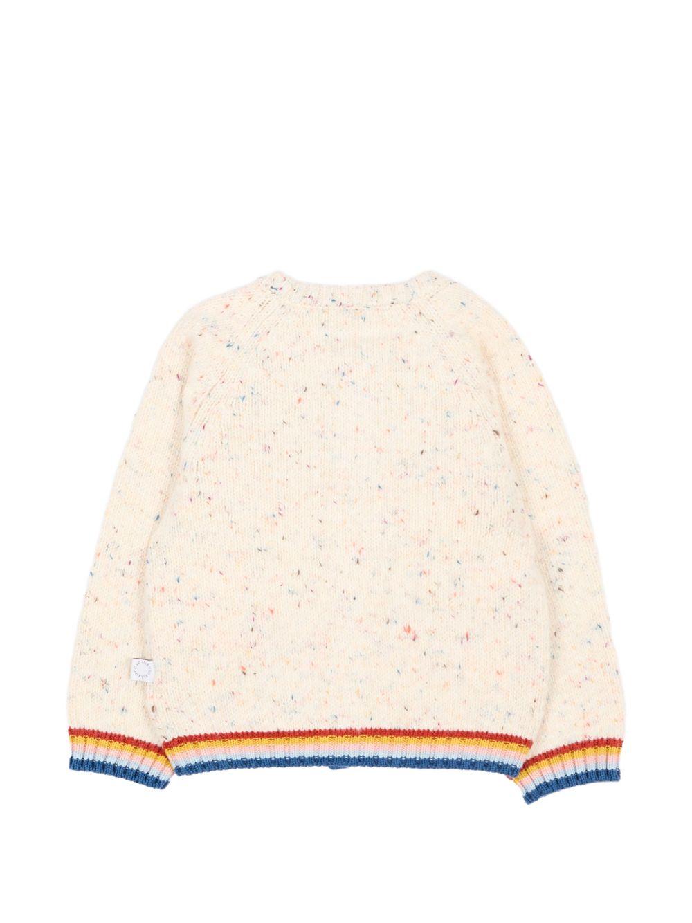 Cardigan per neonata Stella McCartney Kids beige con bordi a contrasto TZ9000 Z3896 101 STELLA McCARTNEY KIDS