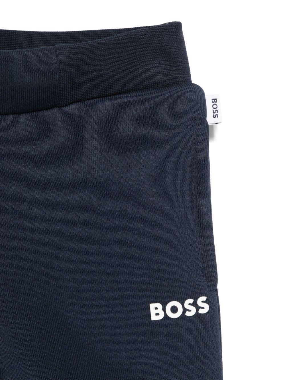 Pantaloni sportivi con stampa per neonato BOSS Kidswear blu con orli a coste J52072 849 BOSS KIDS