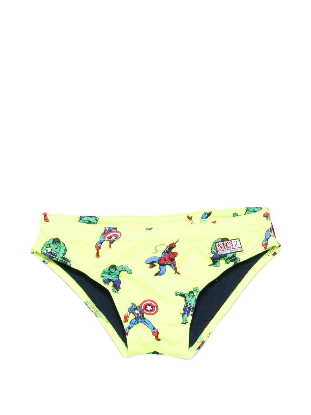 Slip da bagno per bambino MC2 Saint Barth Kids giallo con stampa grafica all-over BIL0001 01639L MC2 ST. BARTH KIDS