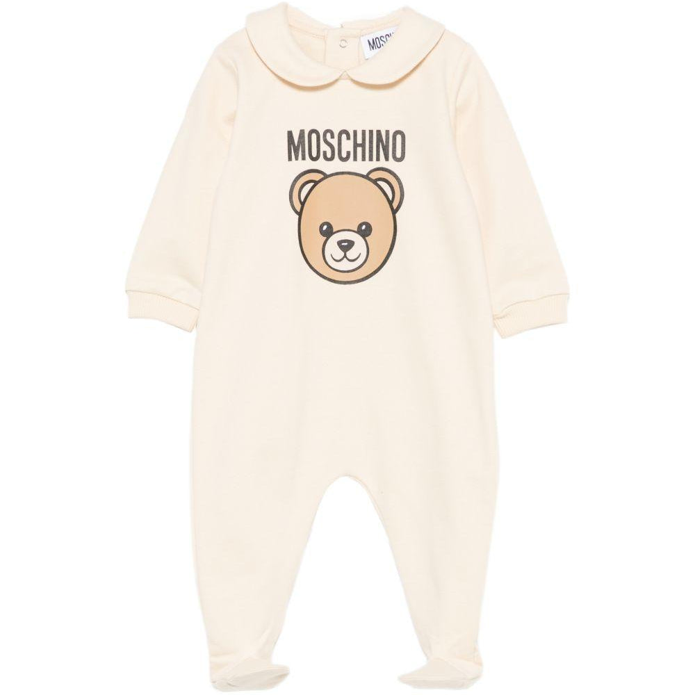 Tutina per neonati Moschino Kids beige con motivo Teddy Bear MUY09OLCA40 20404 MOSCHINO KIDS