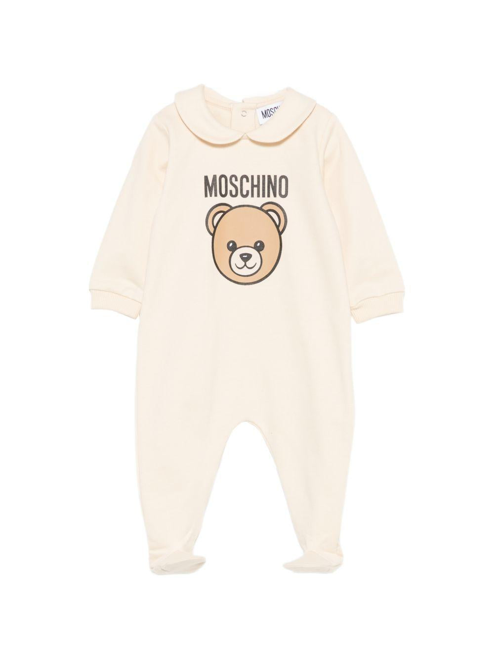 Tutina per neonati Moschino Kids beige con motivo Teddy Bear MUY09OLCA40 20404 MOSCHINO KIDS