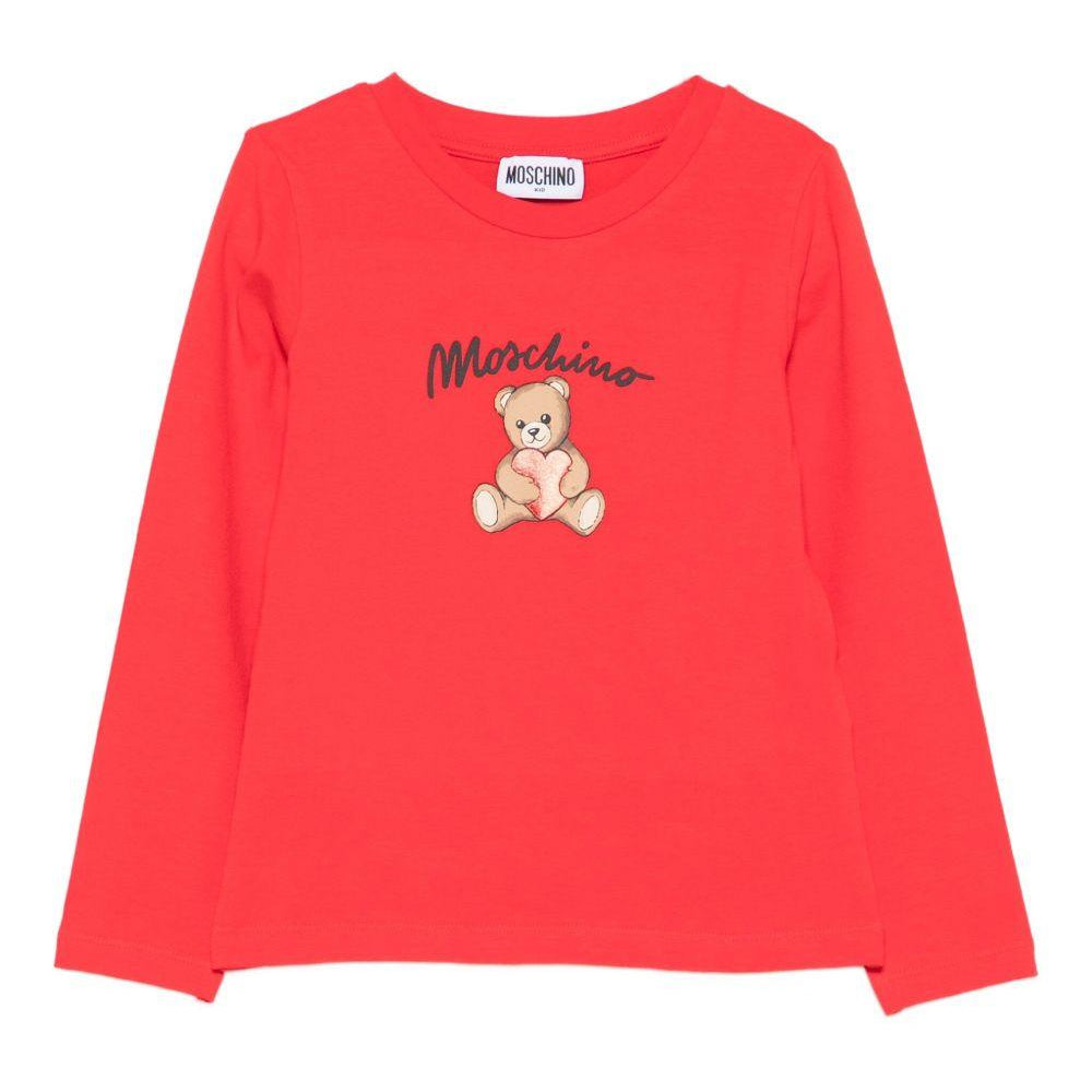 T-shirt per bambina Moschino Kids rosso maniche lunghe HDO010LBA11 50109 MOSCHINO KIDS