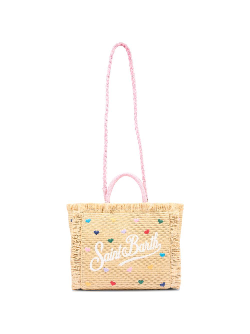Borsa Colette MC2 Saint Barth beige con cuoricini ricamati all-over COL0017 00344L MC2 ST. BARTH KIDS