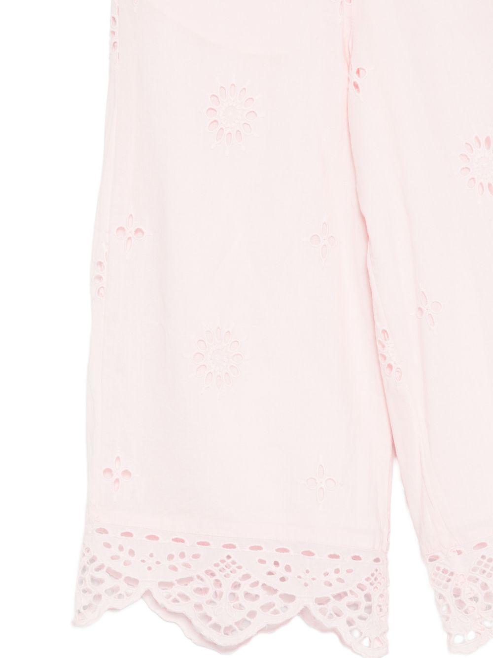 Pantaloni per bambina Louise Misha rosa con dettagli ricamati GRI-S26-P0147 PINK LOUISE MISHA KIDS