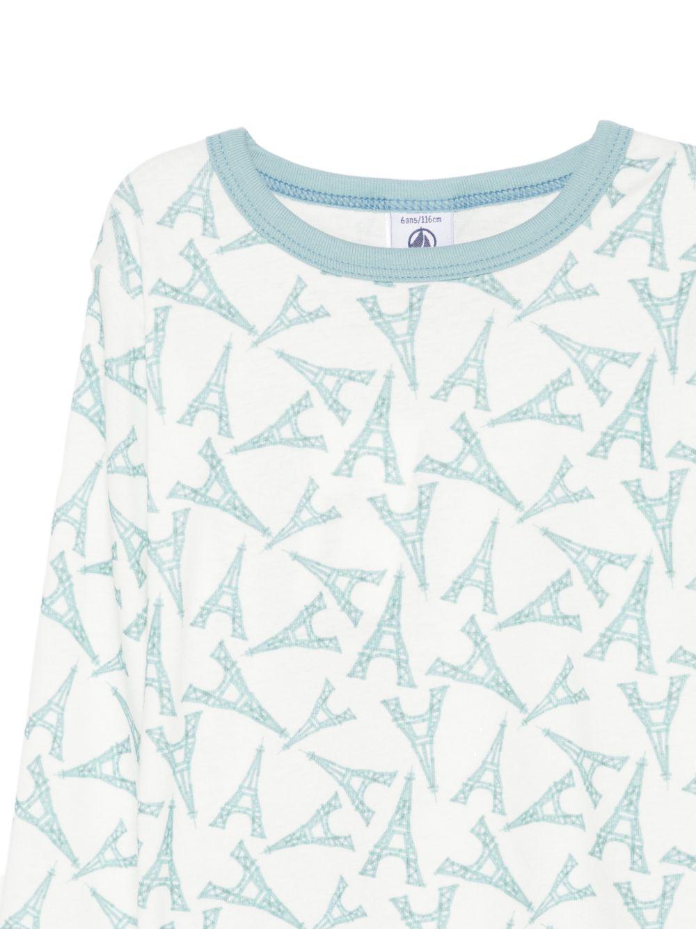 Pigiama per bambino Petit Bateau bianco con stampa grafica all-over A0FPE 01 PETIT BATEAU