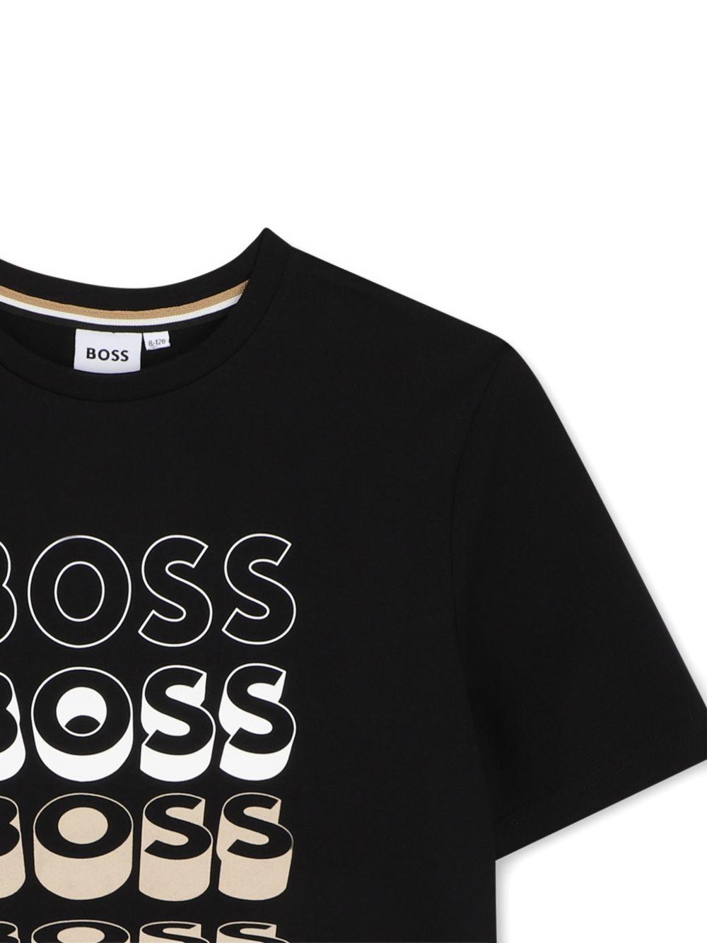 T-shirt per bambino Boss Kids nero con stampa grafica J52982 09B BOSS KIDS