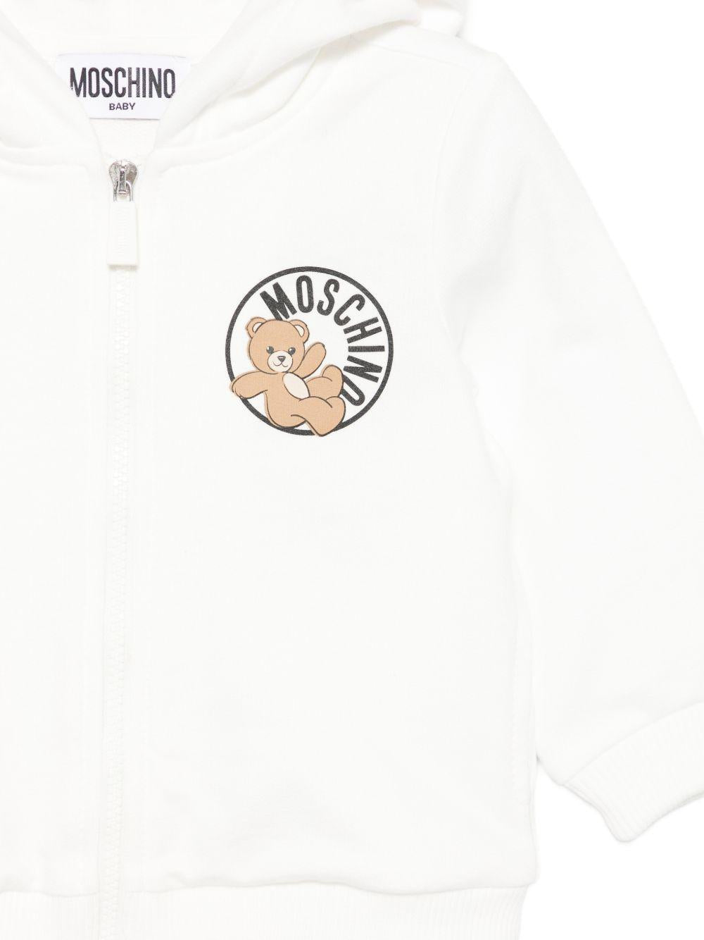 Felpa per neonati Moschino Kids bianca con stampa orsetto sul davanti MUF06ALCA19 10063 MOSCHINO KIDS