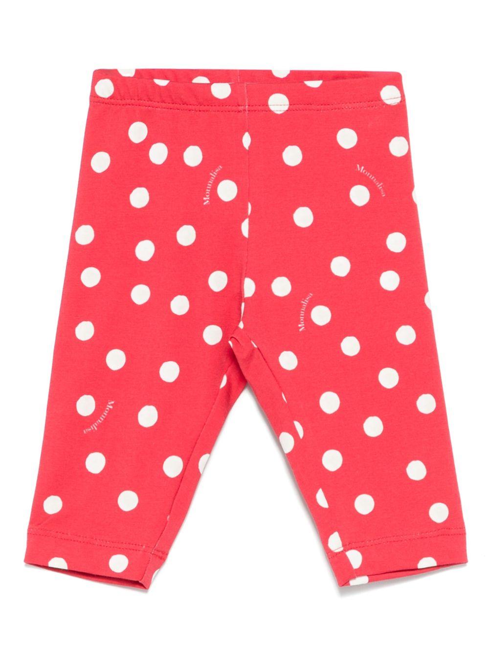 Leggings per neonata Monnalisa rosso a pois in jersey 31E409 5619 4499 MONNALISA