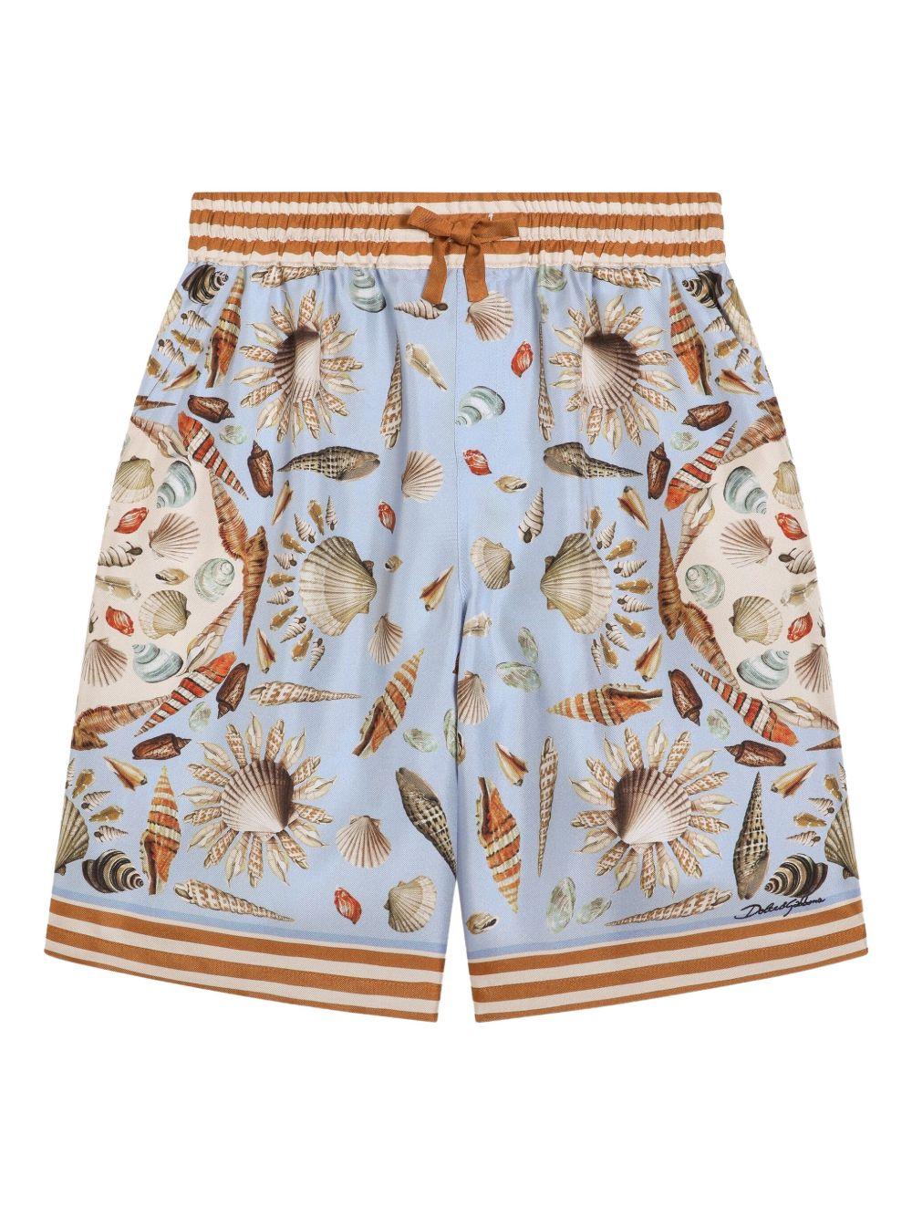 Shorts per bambino Dolce & Gabbana Kids azzurri con stampa grafica all-over L43Q54 HI1ZB HC5PK DOLCE & GABBANA KIDS