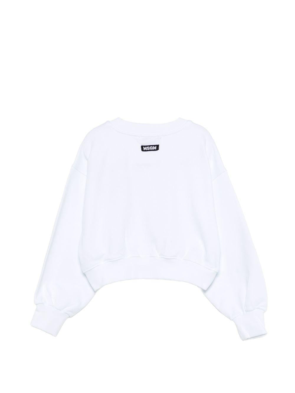 Felpa per bambina MSGM Kids bianca con applicazione logo S6MSJGSW079 001 MSGM KIDS