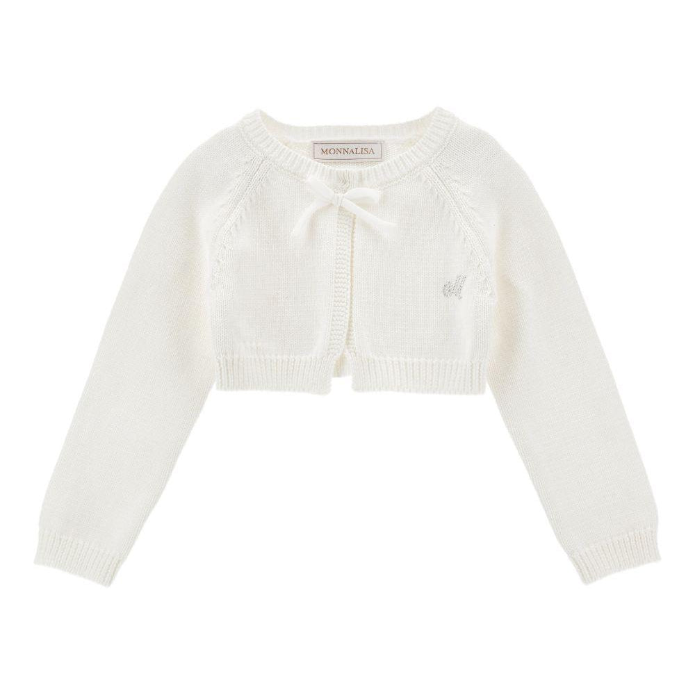 Cardigan per neonata Monnalisa bianco con dettaglio fiocco 73G800 7036 0001 MONNALISA KIDS
