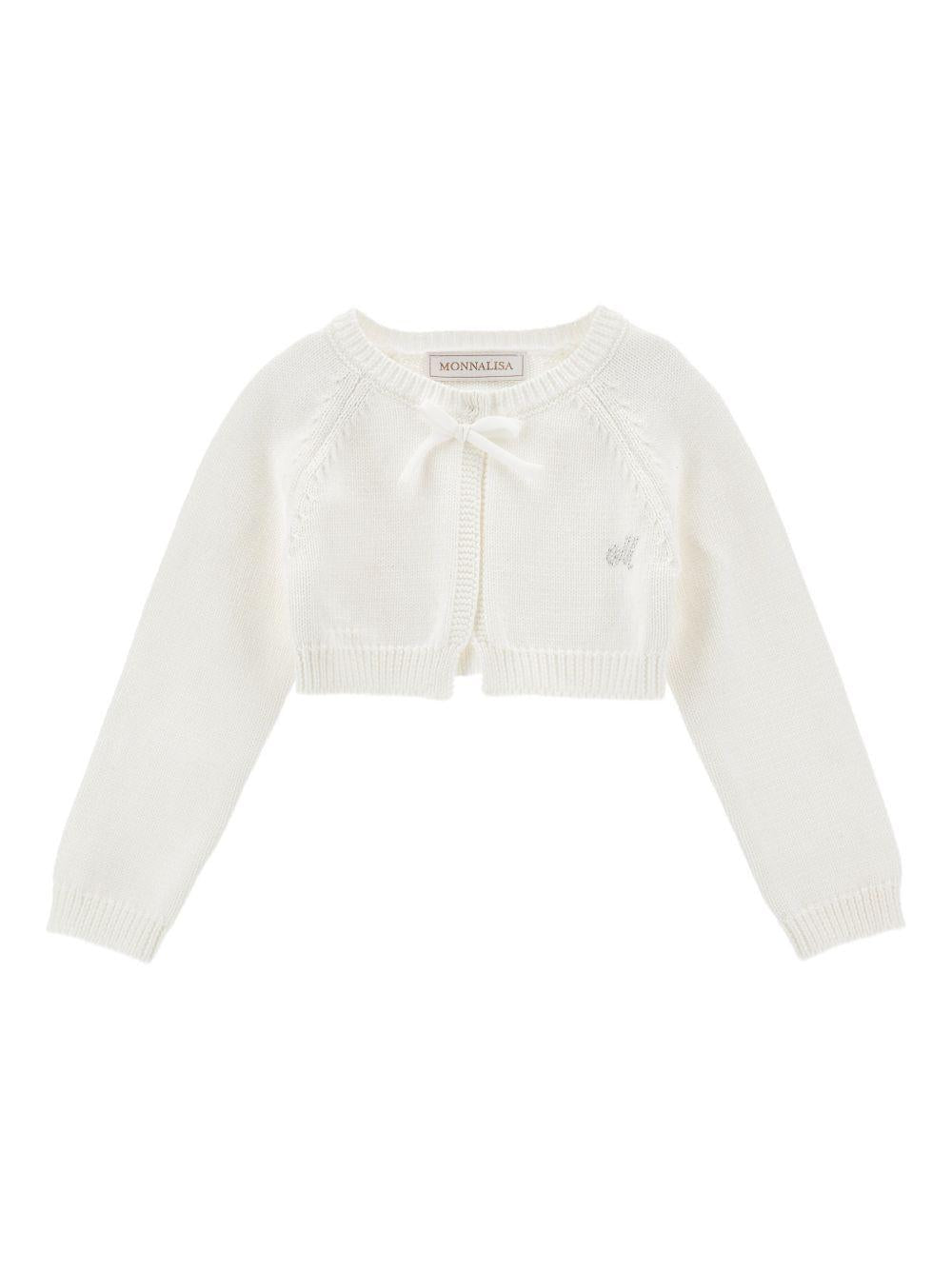 Cardigan per neonata Monnalisa bianco con dettaglio fiocco 73G800 7036 0001 MONNALISA KIDS