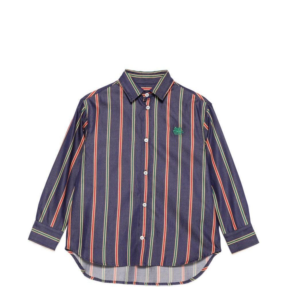 Camicia Pegaso per bambino Etro Kids blu con motivo a righe GZ5H10 P0622 617VE ETRO KIDS