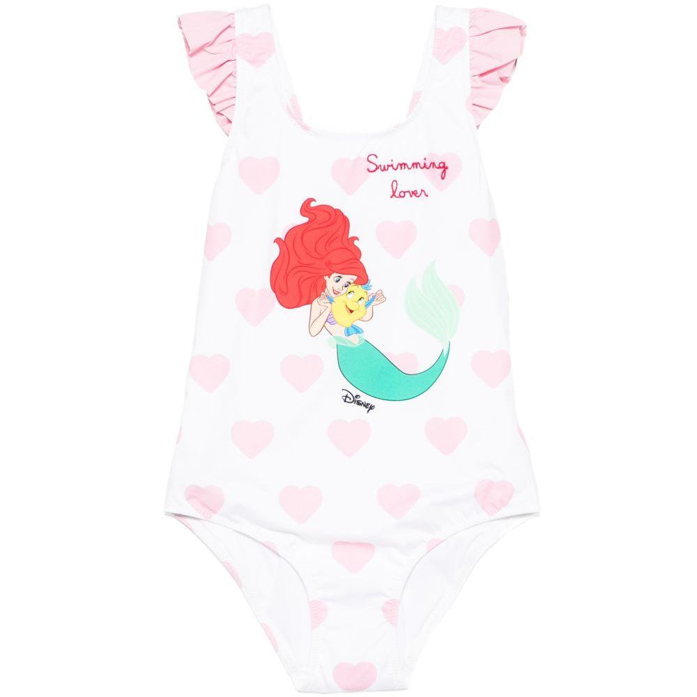 Costume da bagno per bambina MC2 Saint Barth Kids x Disney bianco con stampa grafica CARO001 02309L MC2 ST. BARTH KIDS