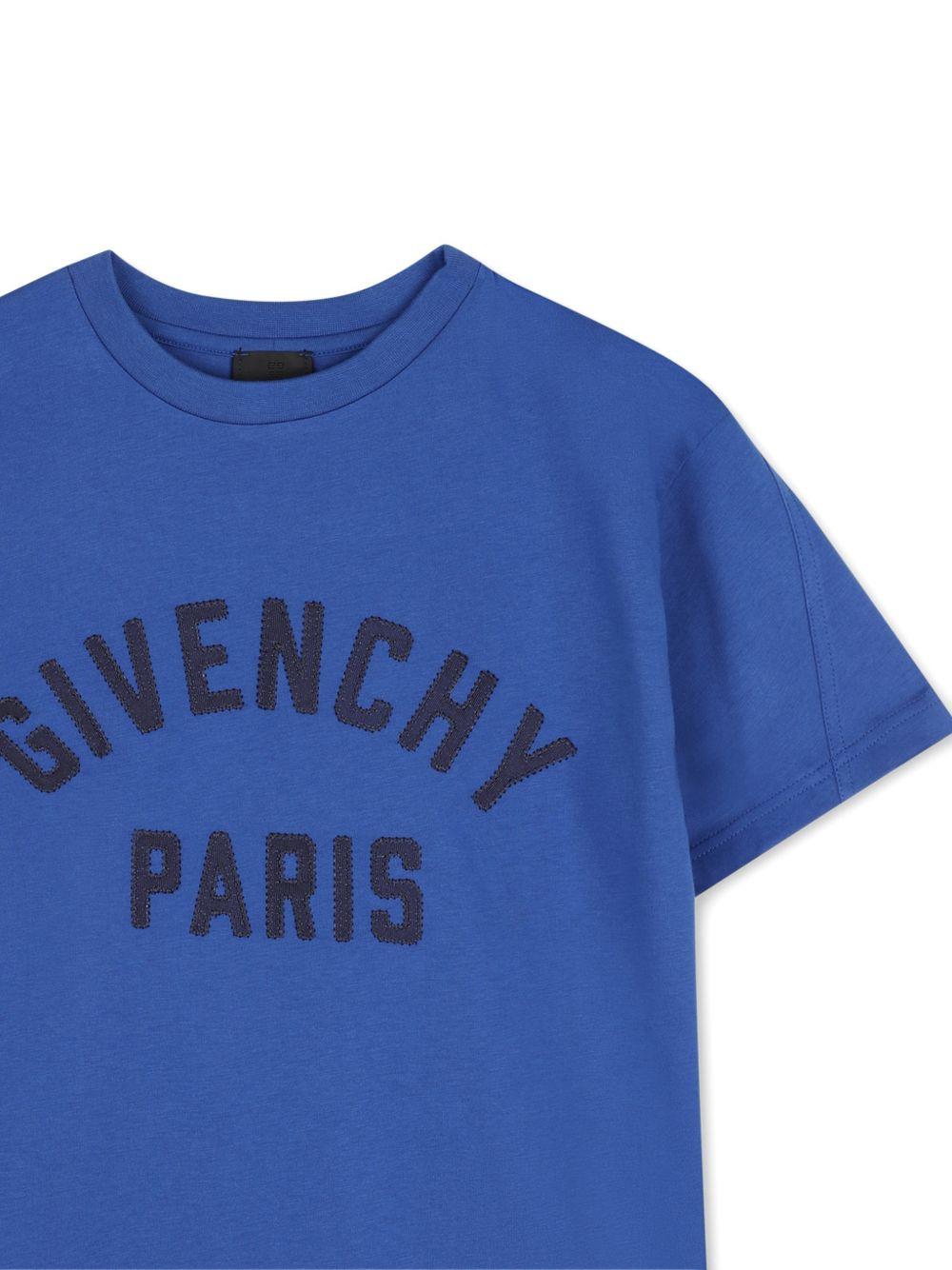 T-shirt per bambini Givenchy Kids blu con stampa logo sul davanti H31345 865 GIVENCHY KIDS