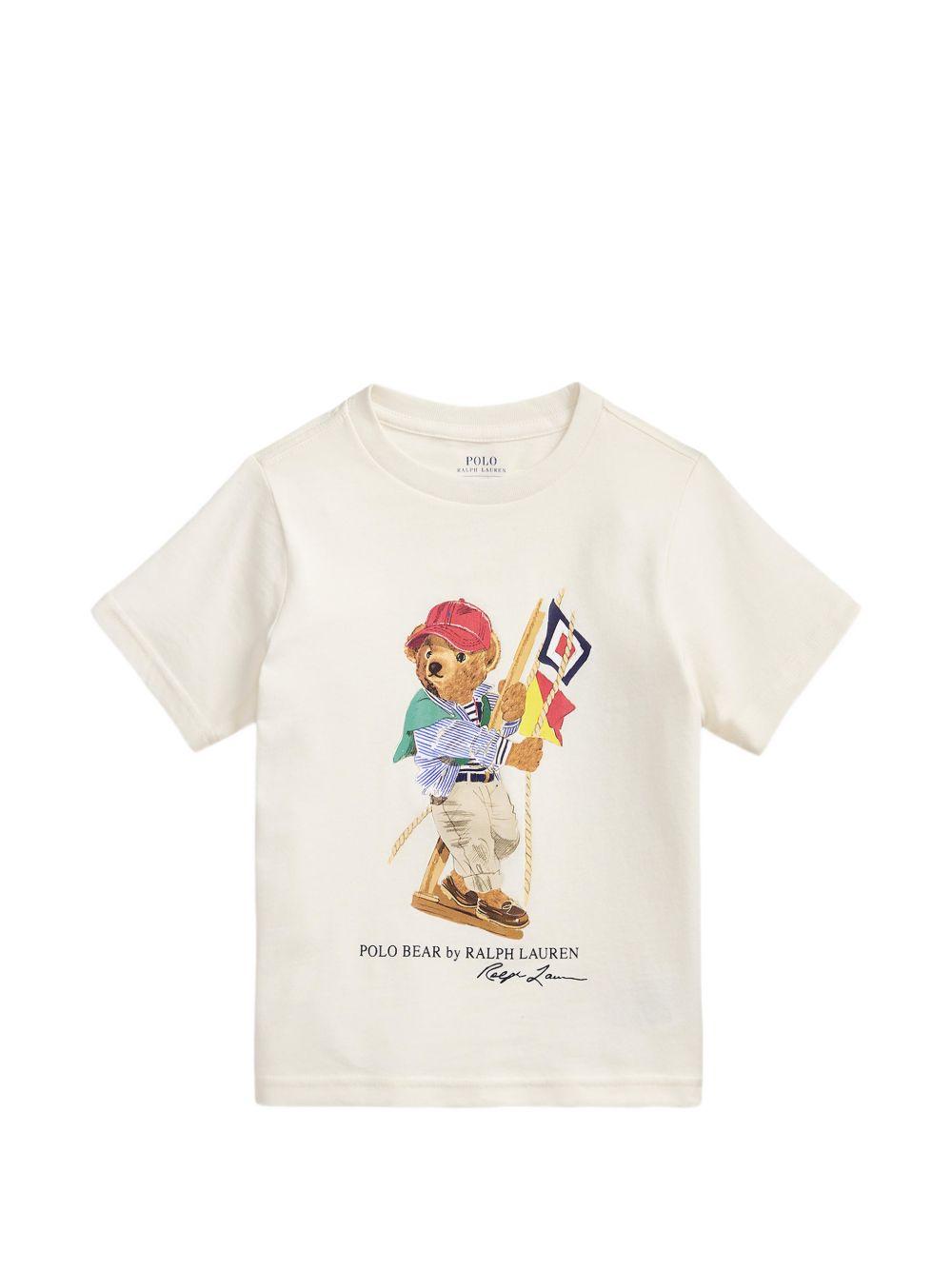 T-shirt per bambino Polo Ralph Lauren Kids bianca con stampa grafica Polo Bear 322A12428 002 Ralph Lauren kids