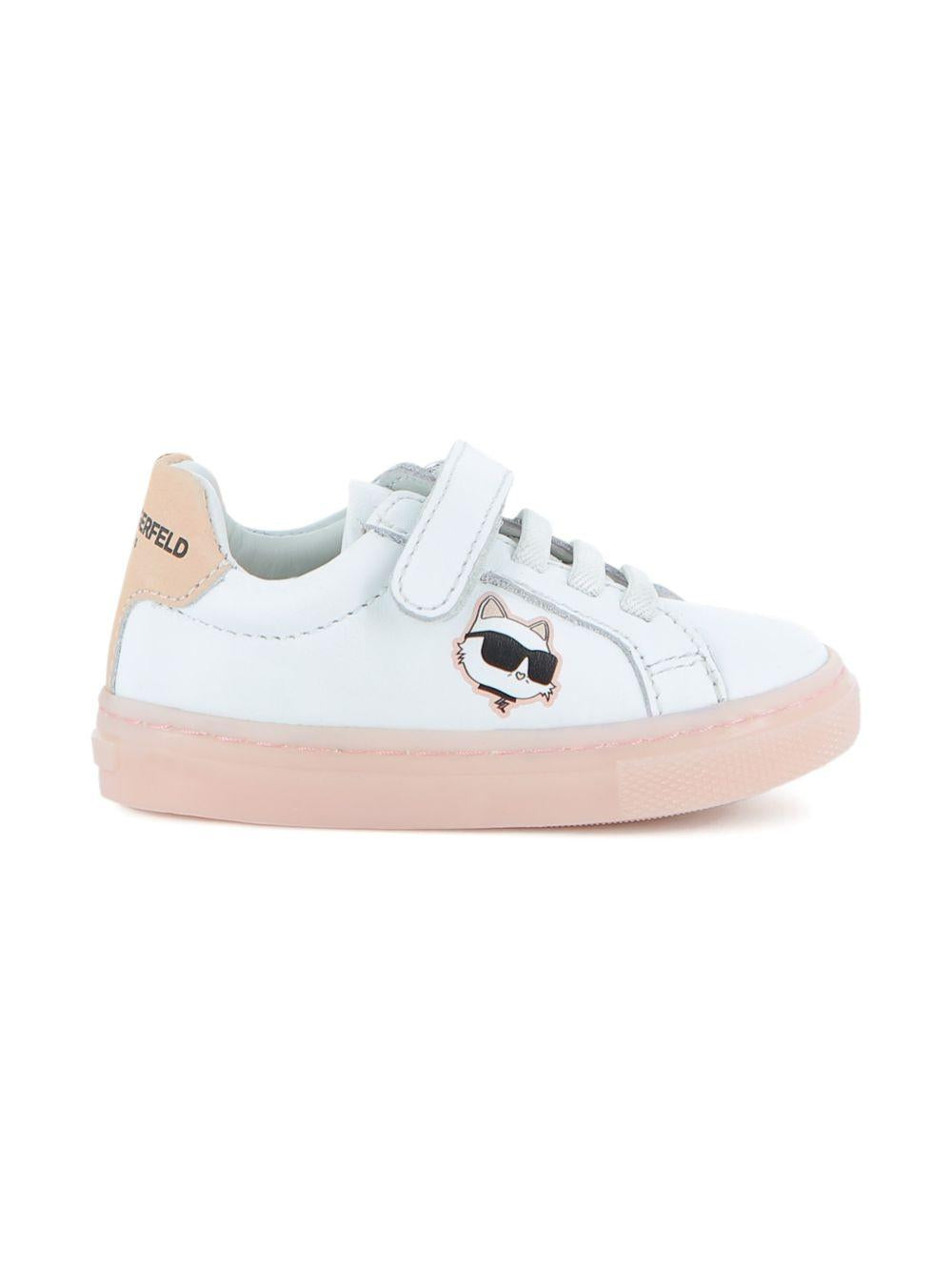 Sneakers per bambina Karl Lagerfeld Kids bianche con cinturino applicato Z31184 10P KARL LAGERFELD KIDS