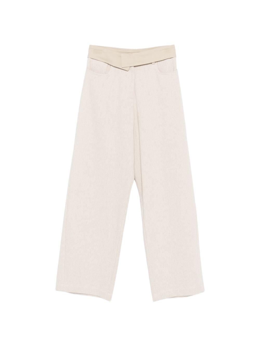 Pantaloni per donna Alysi beige con vita a contrasto 116111 P6049 SASSO ALYSI