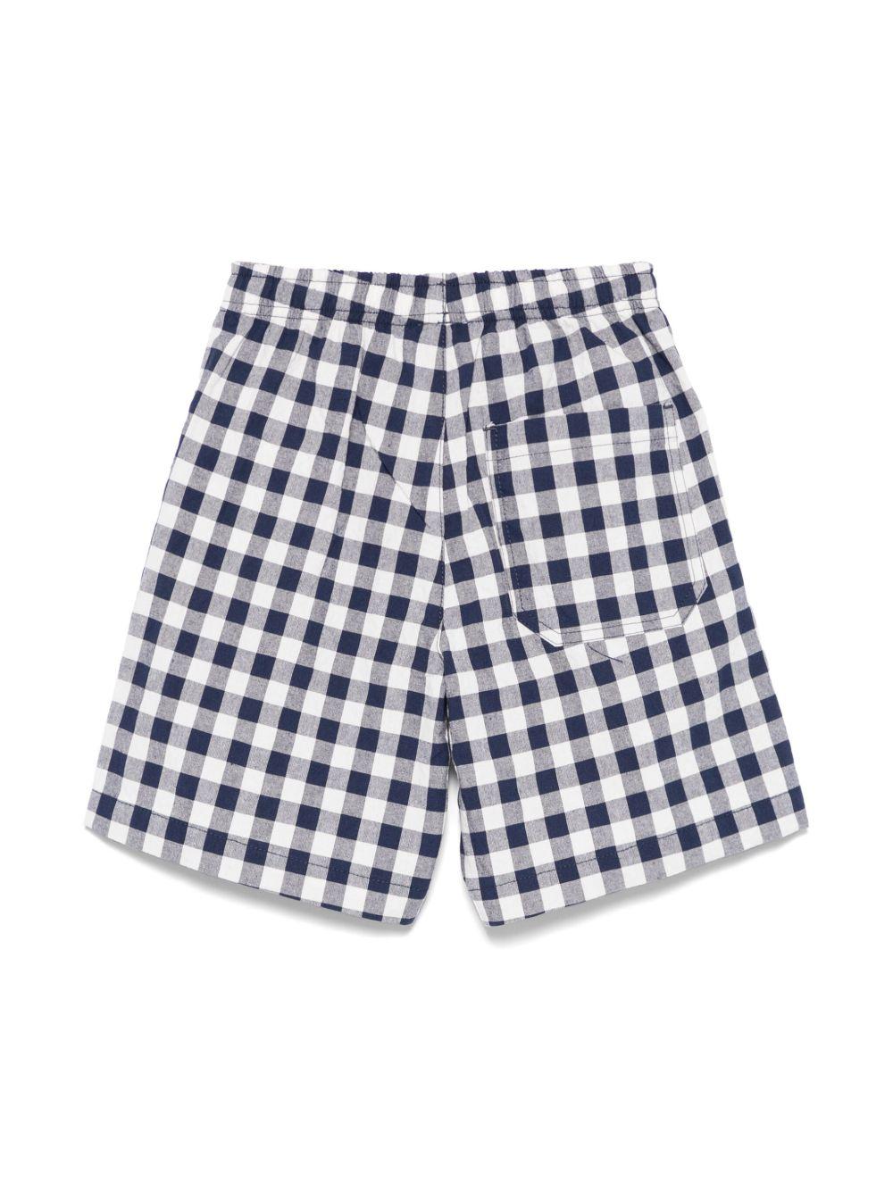Bermuda per bambino Il Gufo bianco e blu a quadri con vita con coulisse elasticizzata P25PB180C3162 497 IL GUFO