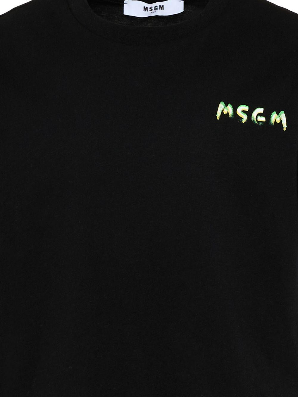 T-shirt per bambino MSGM Kids nera con logo sul davanti S6MSJUTH003 110 MSGM KIDS
