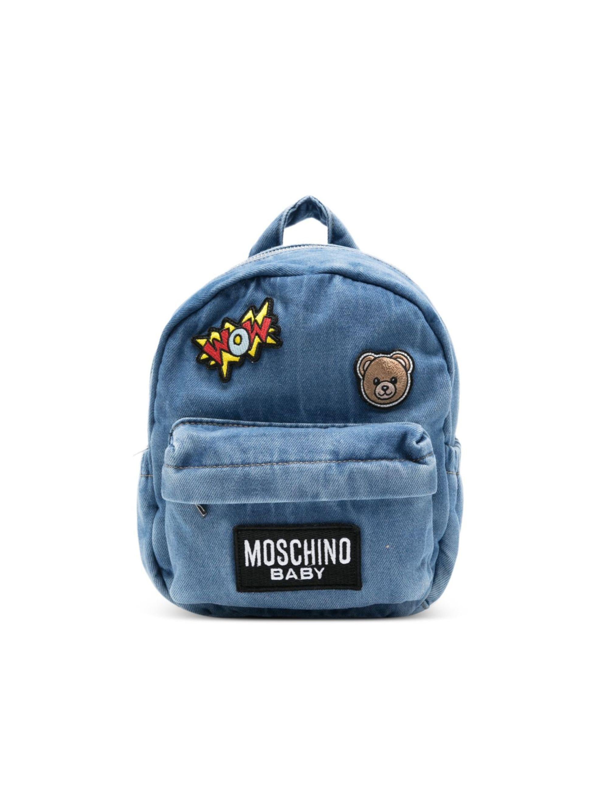 Zaino per bambini Moschino Kids denim con toppe ricamate MUX05RL0E34 40646 MOSCHINO KIDS
