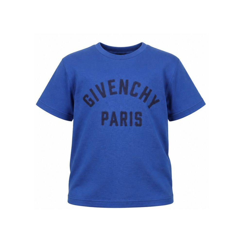 T-shirt per bambini Givenchy Kids blu con stampa logo sul davanti H31345 865 GIVENCHY KIDS