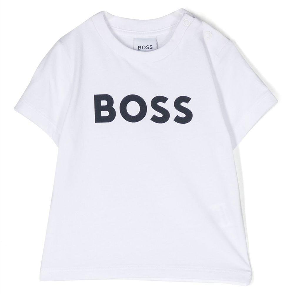 T-shirt per neonato BOSS Kidswear bianco con stampa J05P12 10P BOSS KIDS