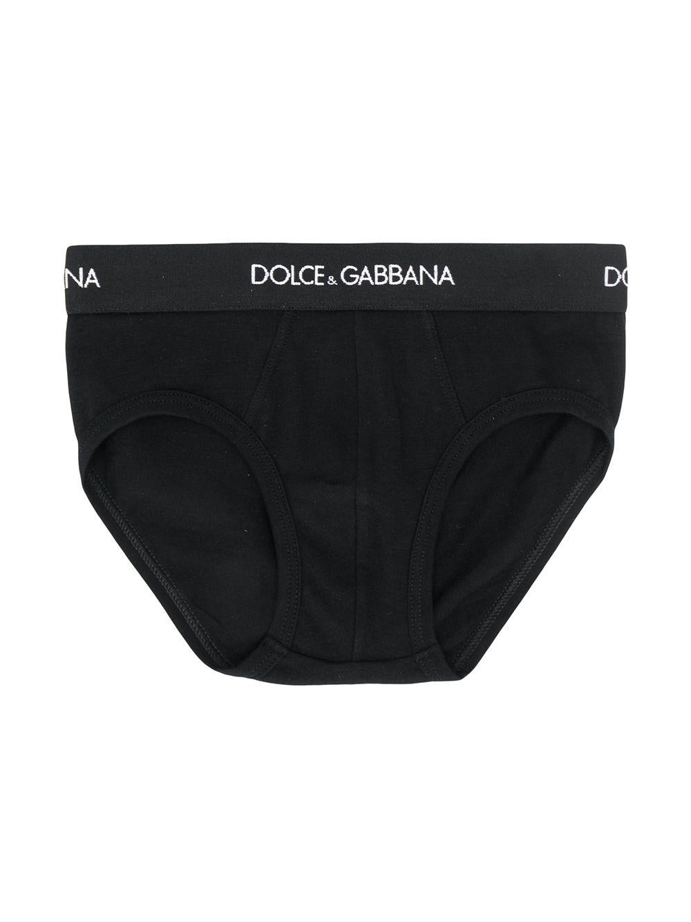 Set di due slip per bambino Dolce & Gabbana Kids neri con logo sull'elastico L4J700 G7OCT N0000 DOLCE & GABBANA KIDS