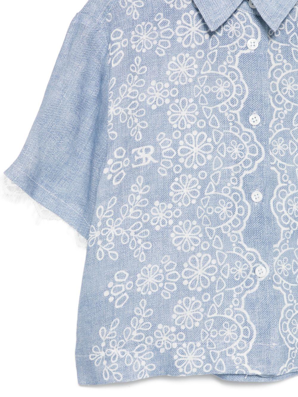 Camicia per bambina Ermanno Scervino Junior in denim con ricamo all-over Z1G311 7674 0062 ERMANNO SCERVINO JUNIOR