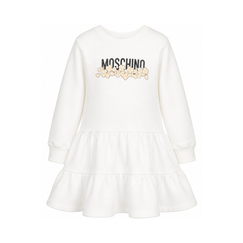 Abito per bambina Moschino Kids bianco con stampa grafica HDV0IBLCA83 10063 MOSCHINO KIDS
