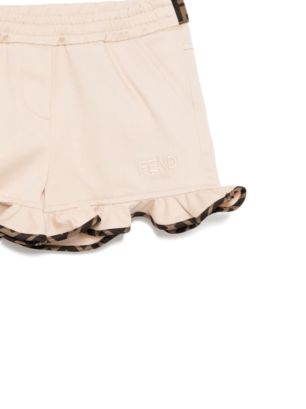Pantaloncini per neonata Fendi Kids beige con logo ricamato BFF173 AS5Y F1P2N FENDI KIDS