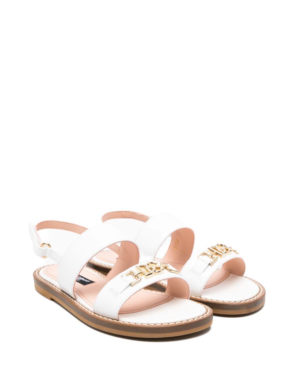 Sandali per bambina Dolce & Gabbana Kids bianche con logo dorato sul davanti D11374 A1328 87682 DOLCE & GABBANA KIDS