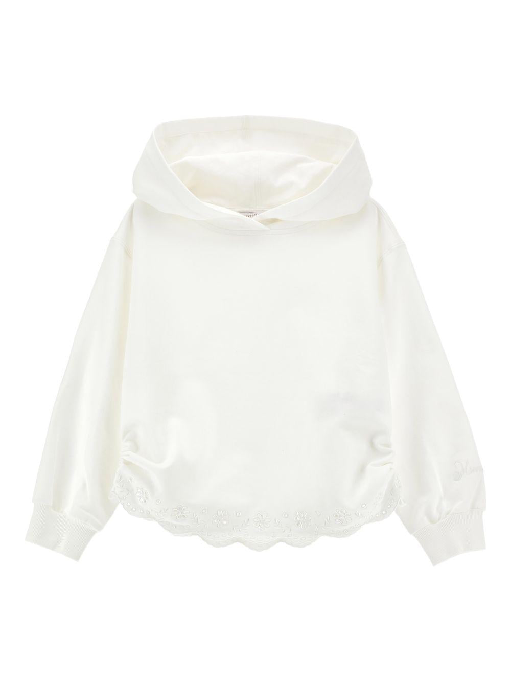 Felpa per bambina Monnalisa bianca con orlo a smerlo 17G600 7014 0001 MONNALISA KIDS