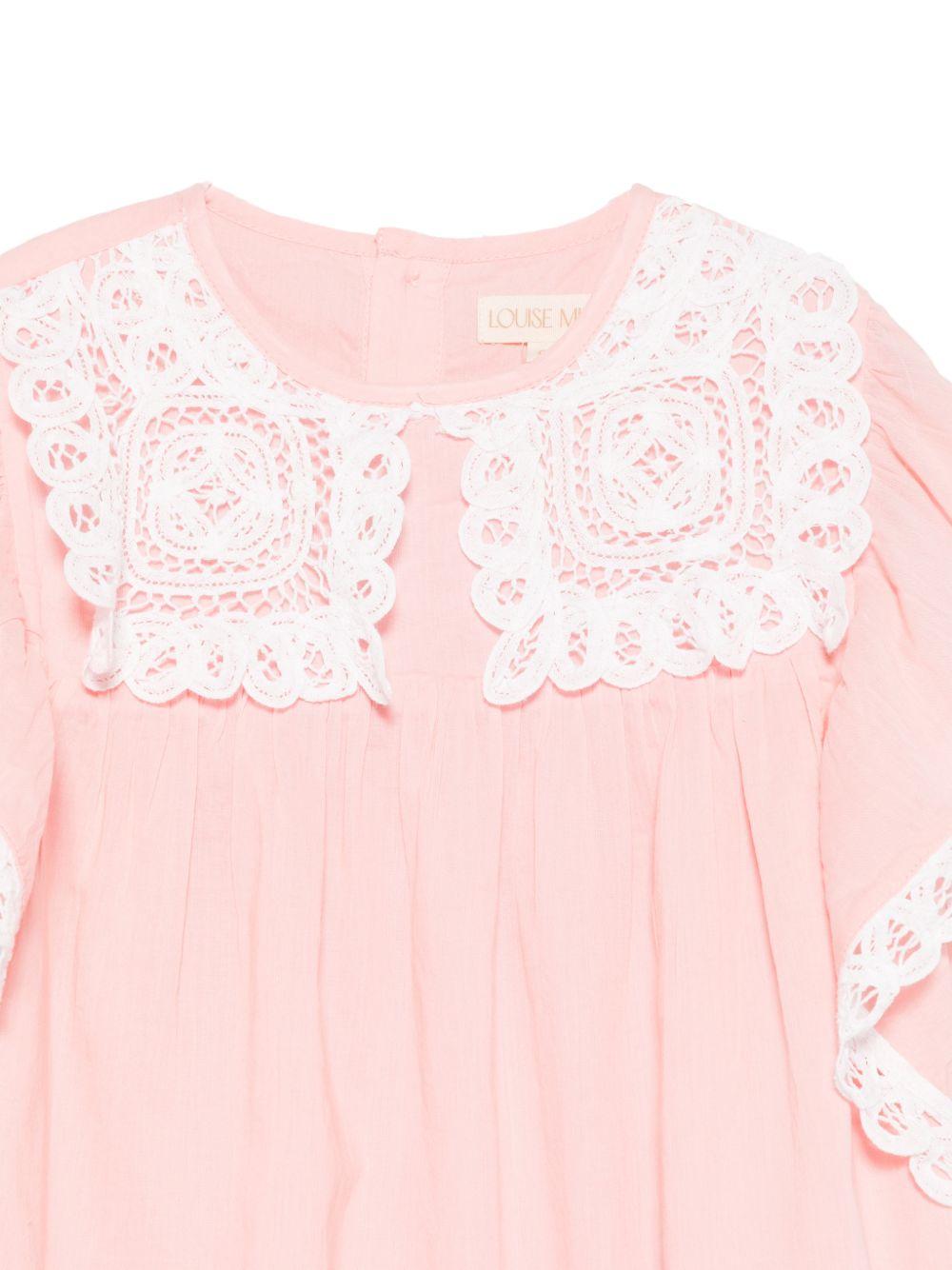 Abito Haida per bambina Louise Misha rosa con colletto in pizzo GRI-S26-S0124 CORAL LOUISE MISHA