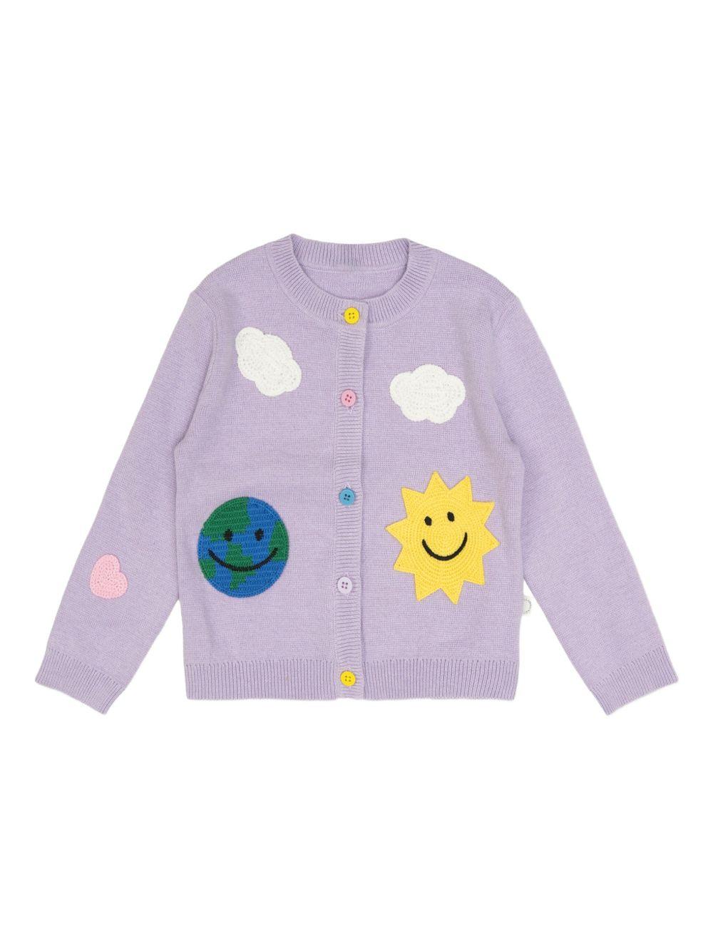 Cardigan per neonata Stella McCartney Kids viola con applicazione TX9000 Z1528 522 STELLA McCARTNEY KIDS