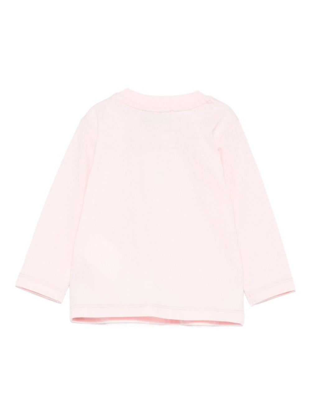 T-shirt per neonata Moschino Kids rosa con orsetto ricamato M9O00RLAA10 50209 MOSCHINO KIDS