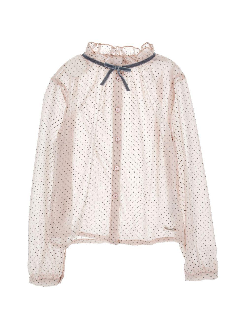 Camicia per bambina Monnalisa Kids beige con motivo a pois 71H305 8138 9132 MONNALISA KIDS